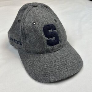 Vtg 80s Penn State Spellout Wool SnapBack Cap Hat Nvy Blue Wht University Square